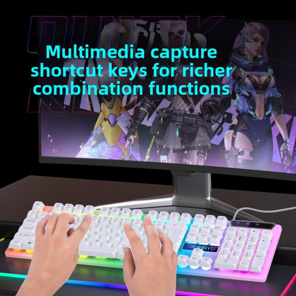 Gaming Mechanical Feel High-Appearance Wired Silent Mouse Set for Desktop Office and PC Use