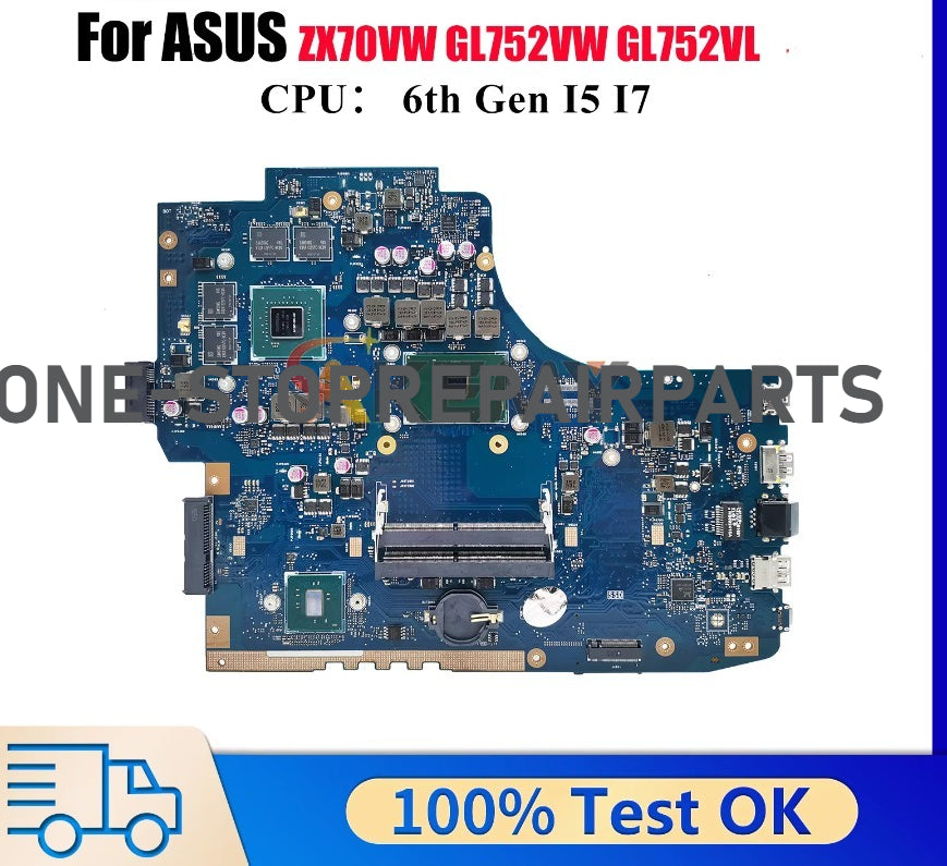 GL752VW Laptop Motherboard For ASUS ROG Strix GL752VW GL752VL ZX70VW GL752V Notebook Mainboard With I5 I7 CPU 100% Tests OK Stk ASUS laptop repair parts