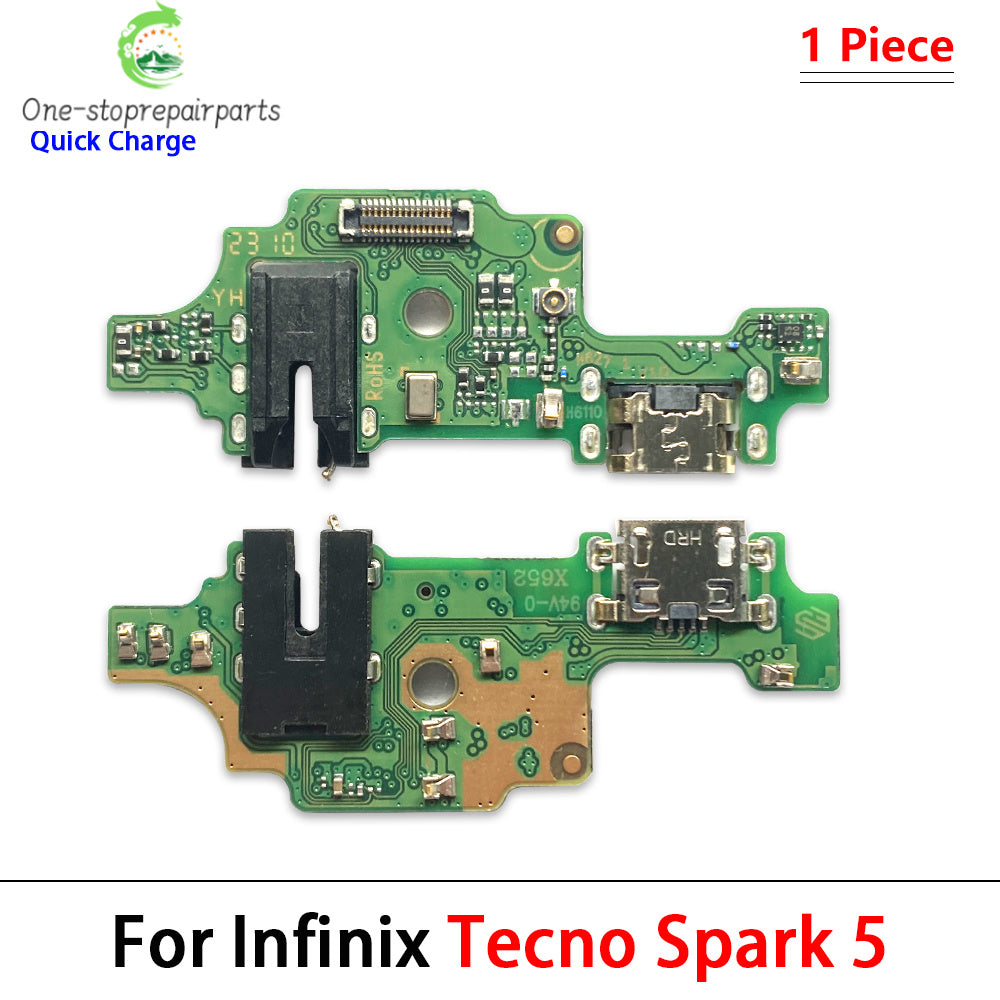 10Pcs, USB Charge Port Dock Connector Charging Board Flex Cable For Tecno Spark 5 6 Air 7 7T 8 8C 8P 8T 10C 9 20 Pro Go 2022 Tecno phone repair parts