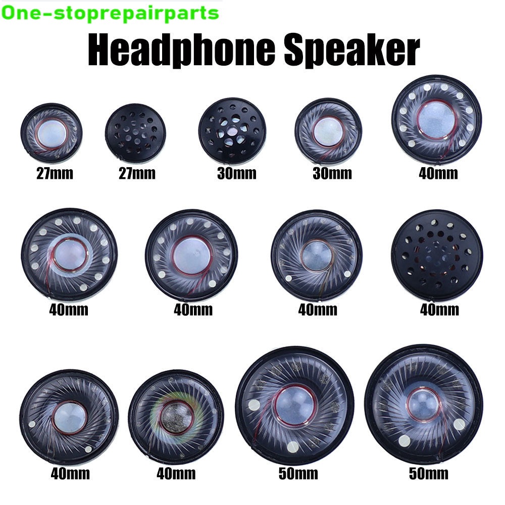 2pcs 32 ohm 32R 10m（W）-20m(W) 27mm 30mm 40mm 50mm Headset Driver Hifi Headphone Speaker Magnetic Noise Reduction Loudspeaker Game console repair parts