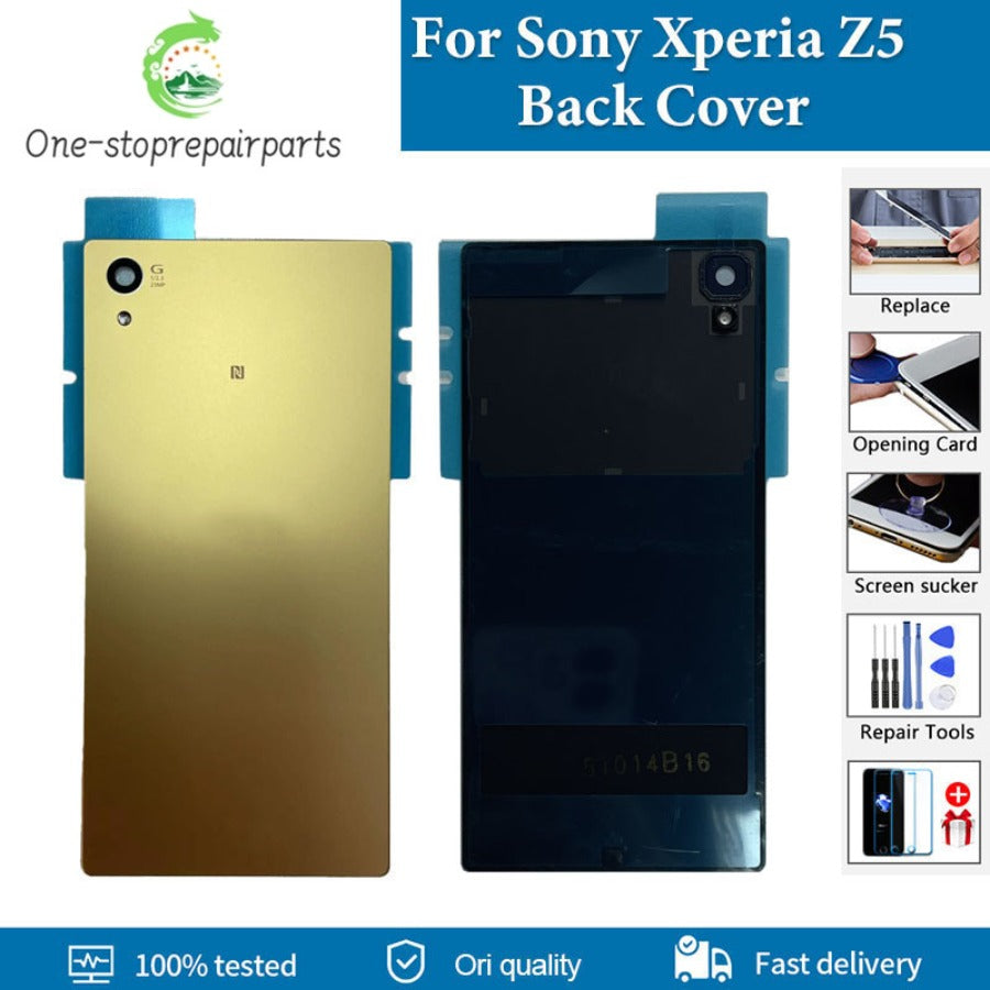 High Quality Back Battery Cover Door For Sony Xperia Z5 E6603 E6633 E6653 E6683 Housing Rear Glass Case With Logo Replacement Sony phone repair parts