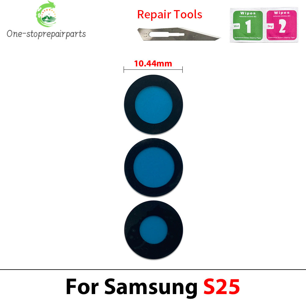 New Rear Camera Glass Lens Cover With Frame Holder with Sticker For Samsung S25 Plus S25 Ultra Replacement Parts Samsung phone repair parts