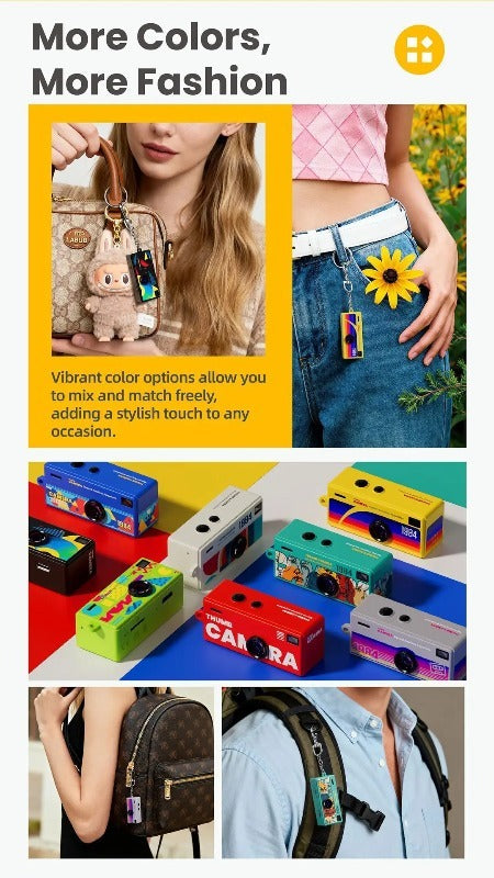 Retro Mini Keychain Thumb Camera 1080P HD Recorder Built-in Flash Auto Focus 130° Wide Angle Lens Screen Portable Pocket Camera