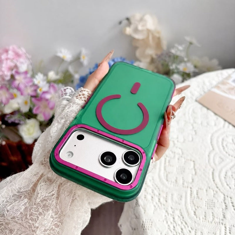 Metal frame for iPhone 18Pro magnetic mobile phone case iPhone17ProMax rotating 360 bracket 16/15pm all-inclusive anti-drop 14 skin matte contrasting color non-slip protective case Phone accessories