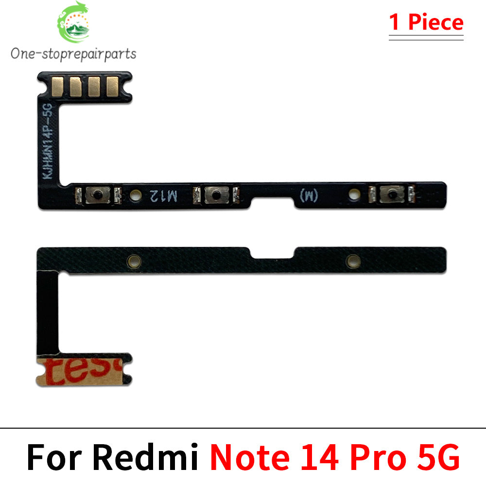 10Pcs, Power Switch On Off Button Volume control Key Button Flex Cable For Xiaomi Redmi Note 12 13 14 Pro Plus 4G 5G  Xiaomi  Xiao mi phone repair parts