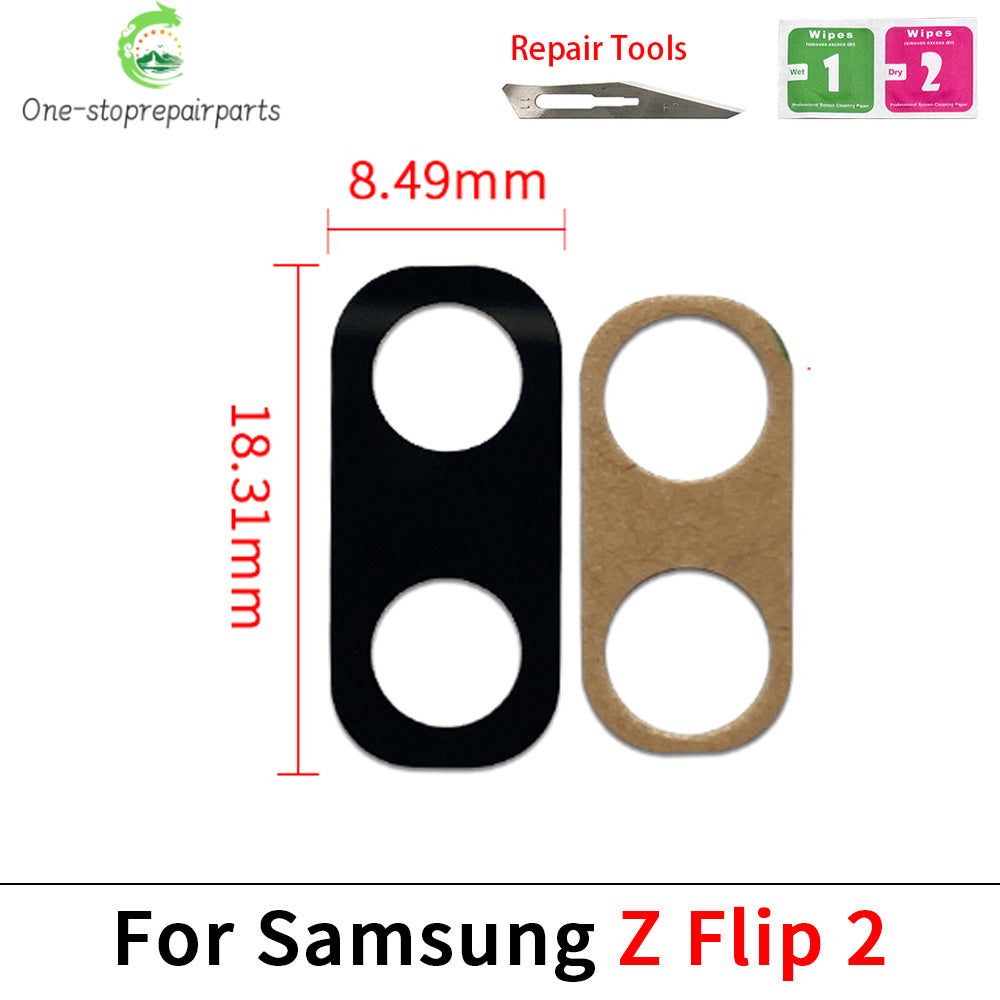 New Camera Glass For Samsung Z Flip 2 3 4 5 6 / Z Fold 2 3 4 5 6 5G Rear Back Camera glass Lens With Glue Adhesive Samsung phone repair parts