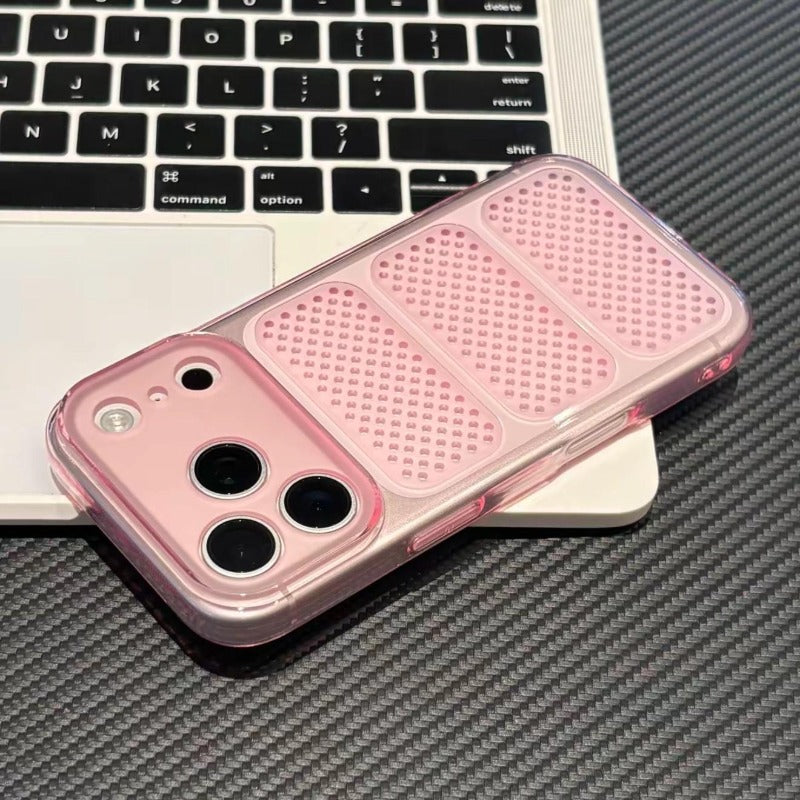 Honeycomb seconds become larger windows for iPhone 17promax seconds become 18pro same color mobile phone case iPhone16 ultra-thin soft case anti-drop 15pro ice through heat dissipation case Phone accessories
