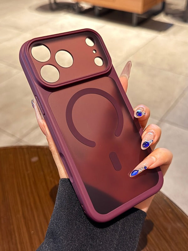 Skin matte magnetic suction For iPhone 18promax mobile phone case New iPhone17 new color cherry red strong magnetic adsorption 16pro anti-fingerprint fine hole all-inclusive case Phone Accessories