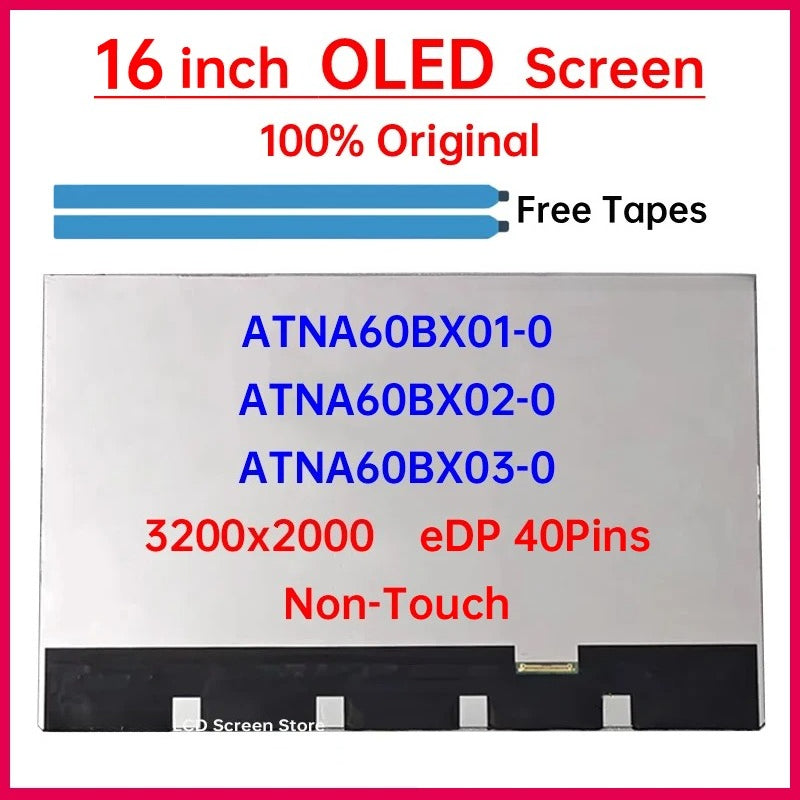 16" OLED LCD Screen ATNA60BX01-0 ATNA60BX02-0 ATNA60BX03-0 Display Matrix Panel Replacement 3200x2000 100%DCI-P3 120Hz Non-Touch