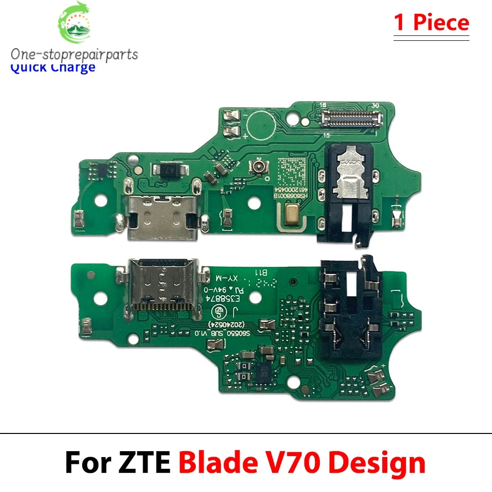 10Pcs, USB Charge Port Jack Dock Connector Charging Board Flex Cable For ZTE Blade V50 V60 V70 Smart Design Vita Max ZTE phone repair parts
