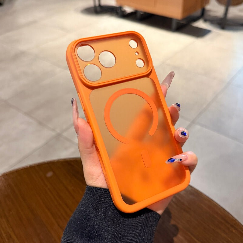 Skin matte magnetic suction For iPhone 18promax mobile phone case New iPhone17 new color cherry red strong magnetic adsorption 16pro anti-fingerprint fine hole all-inclusive case Phone Accessories