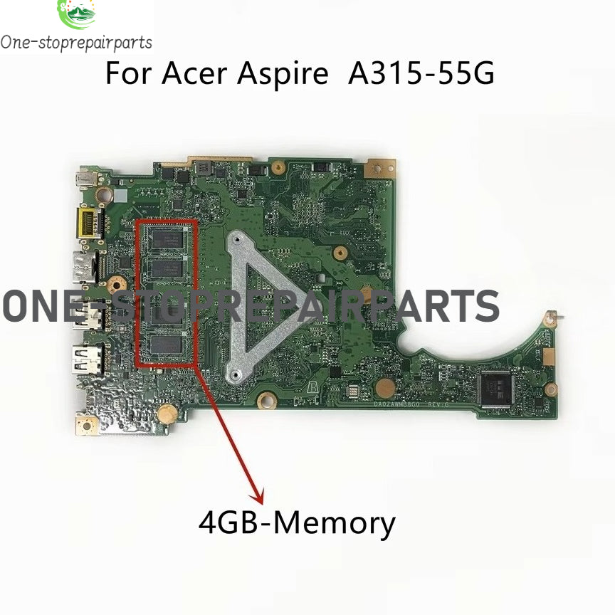 For Acer Aspire A315-55G Laptop Motherboard DA0ZAWMB8G0 DA0ZAWMB8E0 With i5-8265U i7-8565U CPU MX230 2GB NB.HNU11.003 100% WELL Acer laptop repair parts