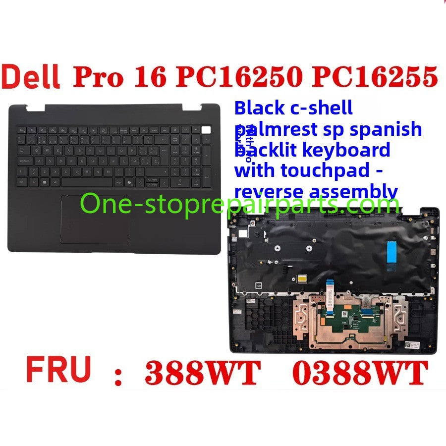 Cover case Keyboard for Dell Pro 16 PC16250 PC16255 Cover case for Dell Pro 16 PC16255 PC16250 LCD Back Cover Bezel frame topcase palmrest upper bottom HINGE 0V1T1X 0388WT 0Y55N3 099TK0 006R8M Dell laptop repair parts