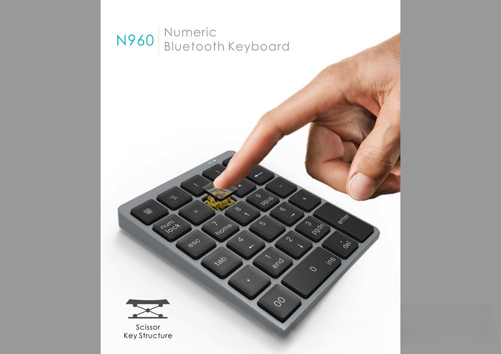 Aluminum alloy 28-key numeric keypad mini portable bluetooth numeric keypad charging bluetooth phablet keypad