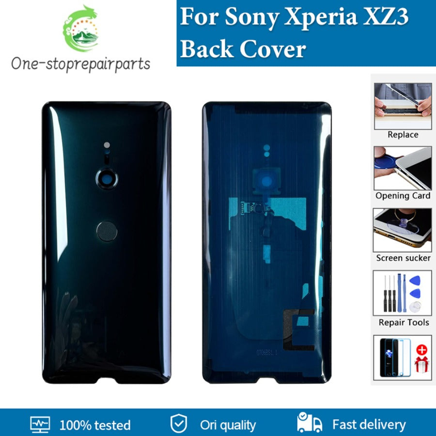 AAA+ Quality New 6.0" For Sony Xperia XZ3 Back Battery Cover Glass Housing Rear Door Case Parts With Camera Lens Replacement Sony phone repair parts