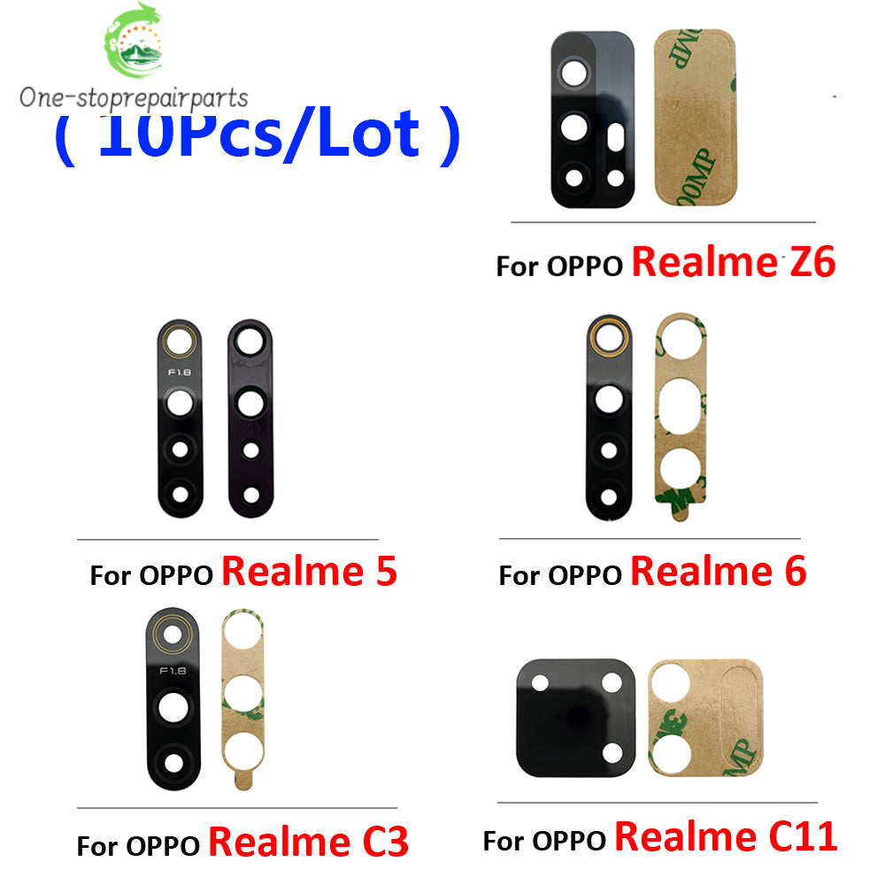 10Pcs/Lot, Rear Back Camera Glass Lens For Oppo Realme 5 6 C3 C11 Z6 With Adhesive Sticker Realme phone repair parts
