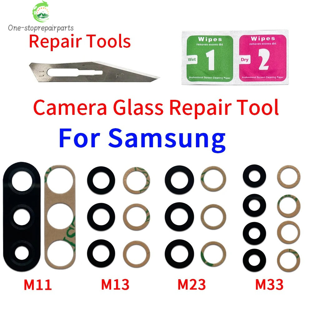 10Pcs, Rear Back Camera Glass Lens With Adhesive Sticker For Samsung M02 M02s M11 M12 M13 M14 M23 M32 M42 M52 M33 M53 M54 4G 5G Samsung phone repair parts