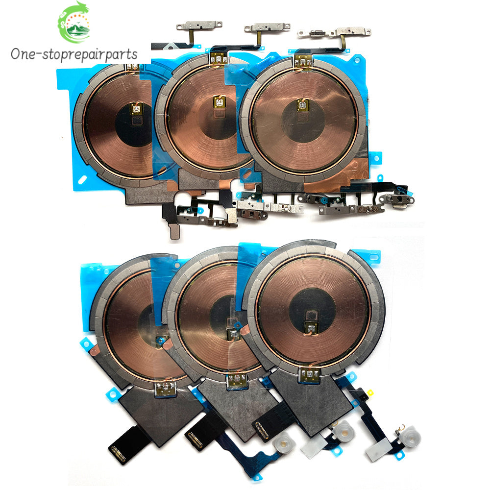 Wireless Charging Coil Sticker With Power Volume Flex Cable For iPhone 11 12 13 14 15 Pro Max Wireless Charger Panel iPhone phone repair parts