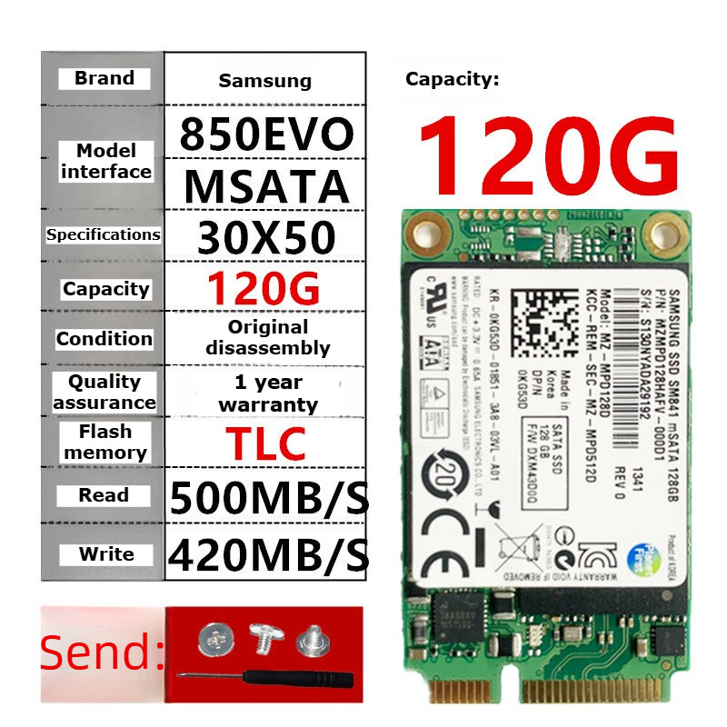 Laptop SSD for Samsung PM851 128G 256G 512G MSATA  TLC  MLC  64G 32G Toshiba Hynix Kingston Micron SanDisk solid state disk