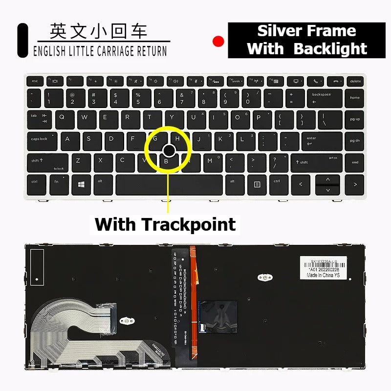 Keyboard for HP Elitebook 730 735 830 835 845 840 X360 730/830 745 846 G3 G4 G5 G6 silver black frame backlight trackpoint