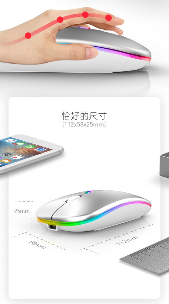 RGB Bluetooth Dual-mode Wireless Mouse for Laptop Tablet PC All-in-One Computer Silent No Noise Office Esports Games 5.1 + 2.4G Rechargeable Mute Charging Mouse