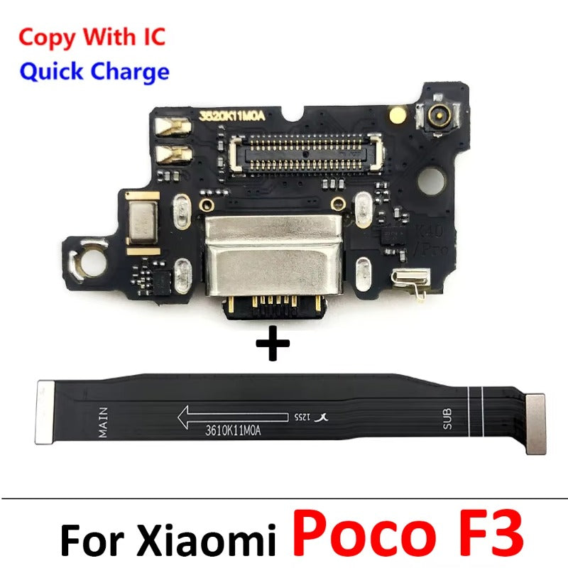 10Pcs/Lot, USB Charging Board Connector Port Dock Flex Cable For Xiaomi Poco F1 F2 F3 F4 F5 X3 X4 X5 X6 M3 M4 M5s Pro 4G 5G GT  Xiaomi  Xiao mi phone repair parts