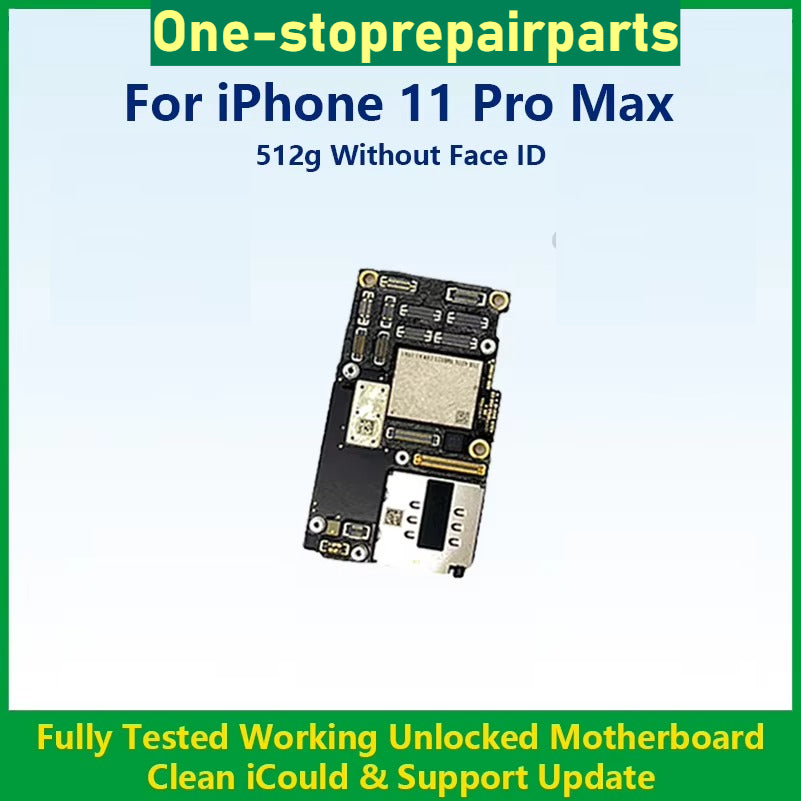 Fully Tested Authentic Motherboard For iPhone 11 Pro Max 64g/256g Unlocked Mainboard With Face ID Cleaned iCloud Fast Shipping iPhone phone repair parts