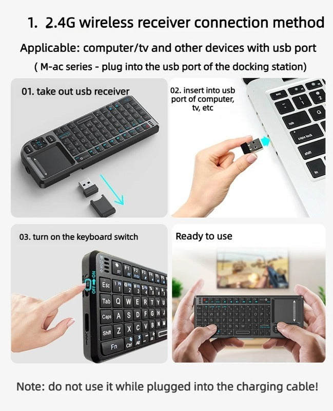 3-in-1 Mini Keyboard Touchpad Laser point Bluetooth 2.4GHz Wireless Combo Android M-AC TV /PC/Tablet/PS-4/Laptop/HTPC/Projector