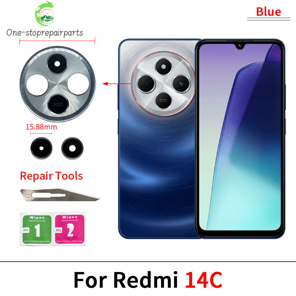 10Pcs, Camera Glass Lens Back Rear Camera Glass Lens with Adhesive For Xiaomi Redmi 12 12C 13 13C 14C 15 15C 4G 5G  Xiaomi  Xiao mi phone repair parts
