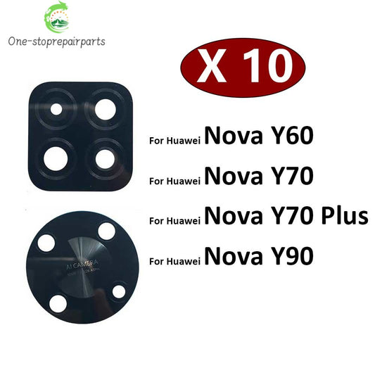 10Pcs，Rear Back Camera Glass Lens For Huawei Nova Y60 Y70 Plus Y90 With Adhesive Huawei phone repair parts