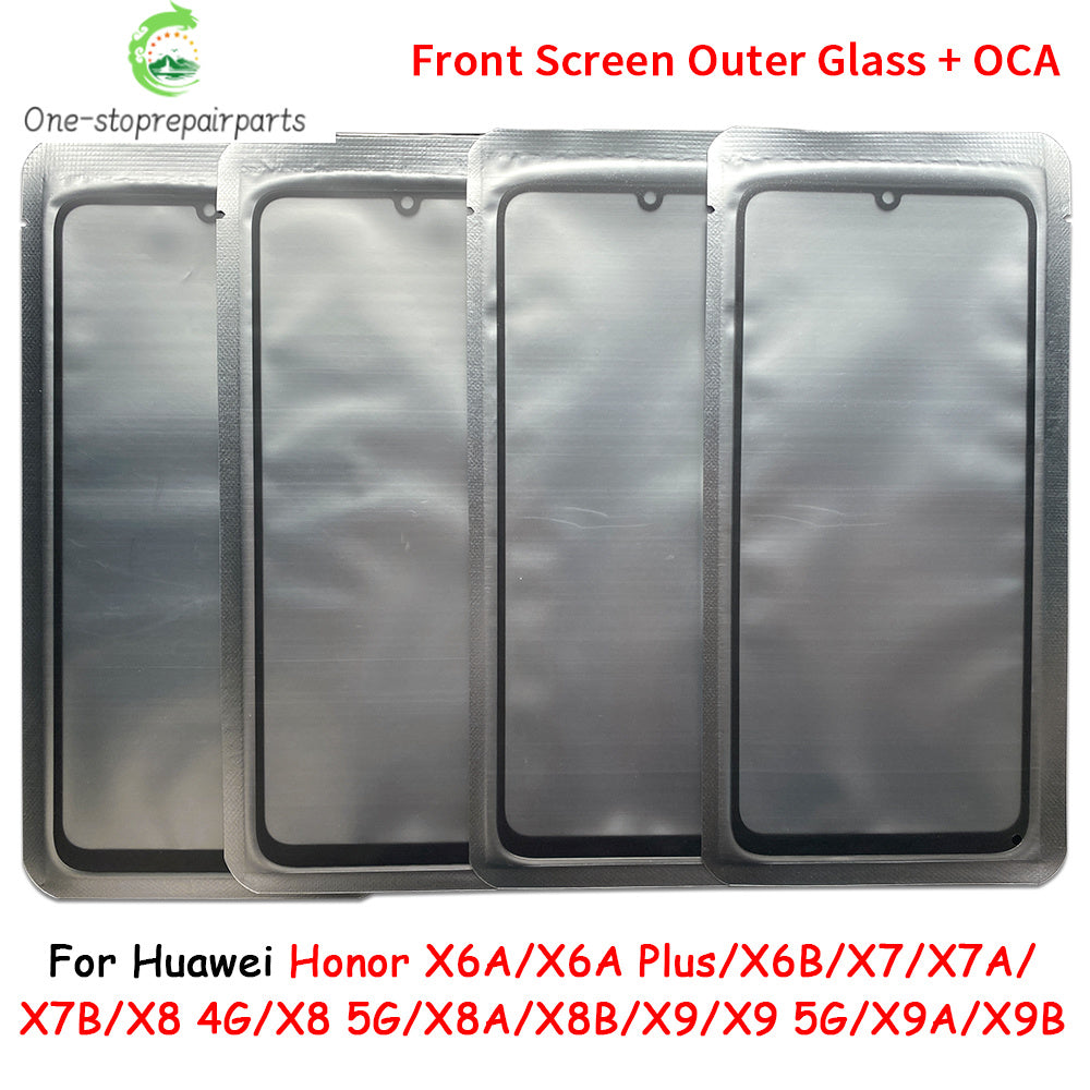 New GLASS + OCA LCD Front Outer Lens For Huawei Honor X5 X6 X6s X6A X6B X7 X7A X7B X8 X8A X8B X9 X9A X9B 4G 5G Touch Screen Huawei phone repair parts