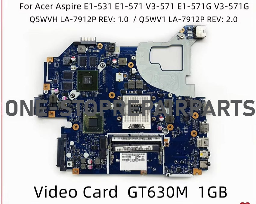 Q5WVH Q5WV1 LA-7912P For Acer Aspire V3-571G E1-571 E1-571G Laptop Motherboard With HM77 Chipset GT620M/630M/640M/GT710M 1GB/2GB Acer laptop repair parts