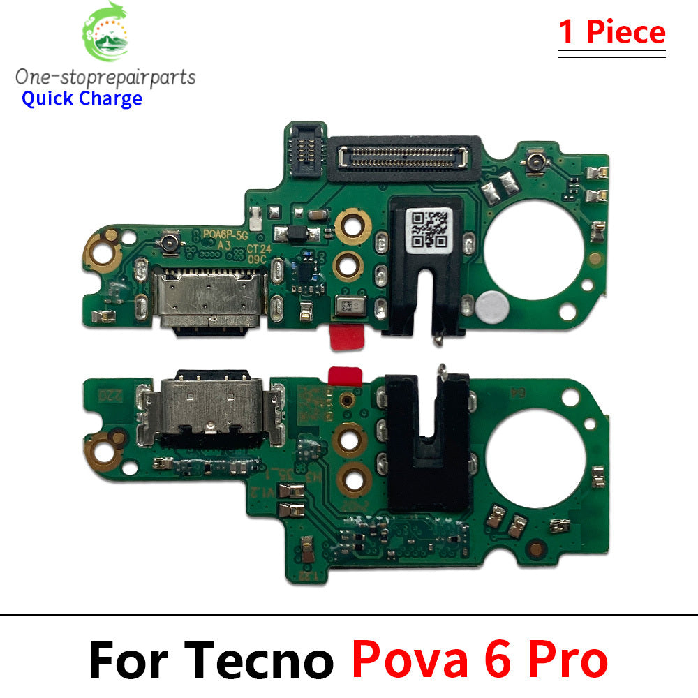 USB Charge Port Dock Connector Charging Board Flex Cable For Tecno Pova 2 3 4 5 6 Pro Neo 2 5G LD7 LE8 Tecno phone repair parts