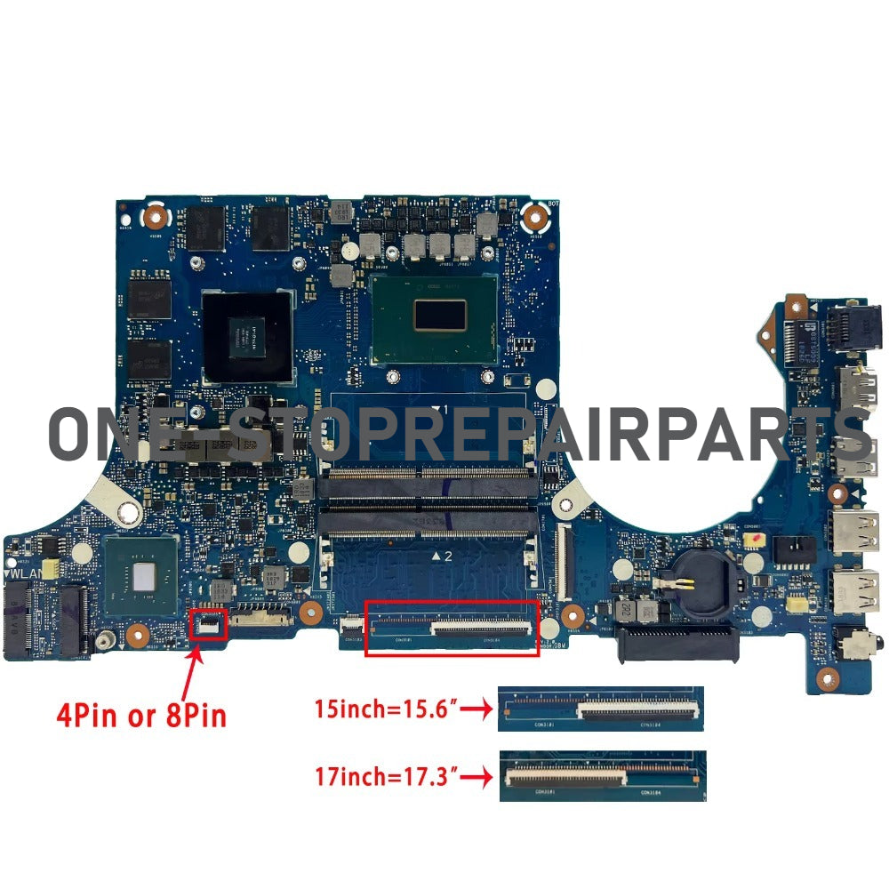 For ASUS FX705 FX505G FX505GE FX705GD FX86F FX505GM FX705GM TUF Gaming FX505 FX505GE FX505GM FX505GT FX505DY FX505GD Mainboard ASUS laptop repair parts