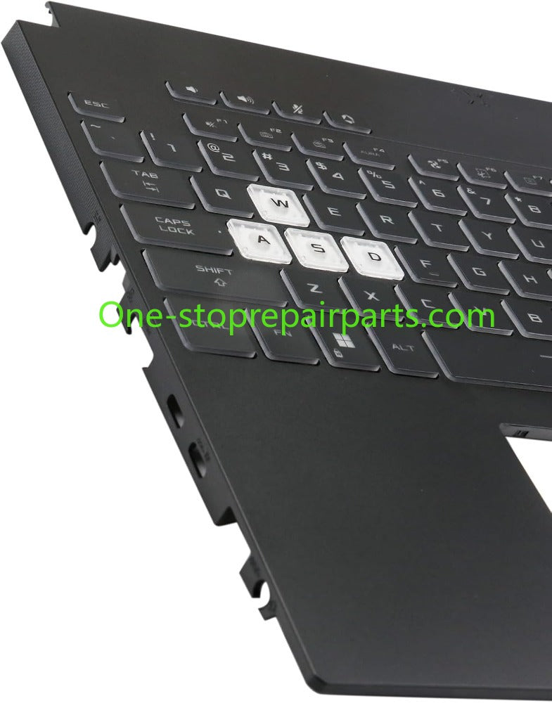 Palmrest with RGB Backlit Keyboard Replacement for ASUS TUF Gaming F15 FX507 FX507ZC FX507ZE A15 FA507 90NR09M1-R31US2 (for 56Wh Battery  Single Air Outlet  Transparent WASD Keys)