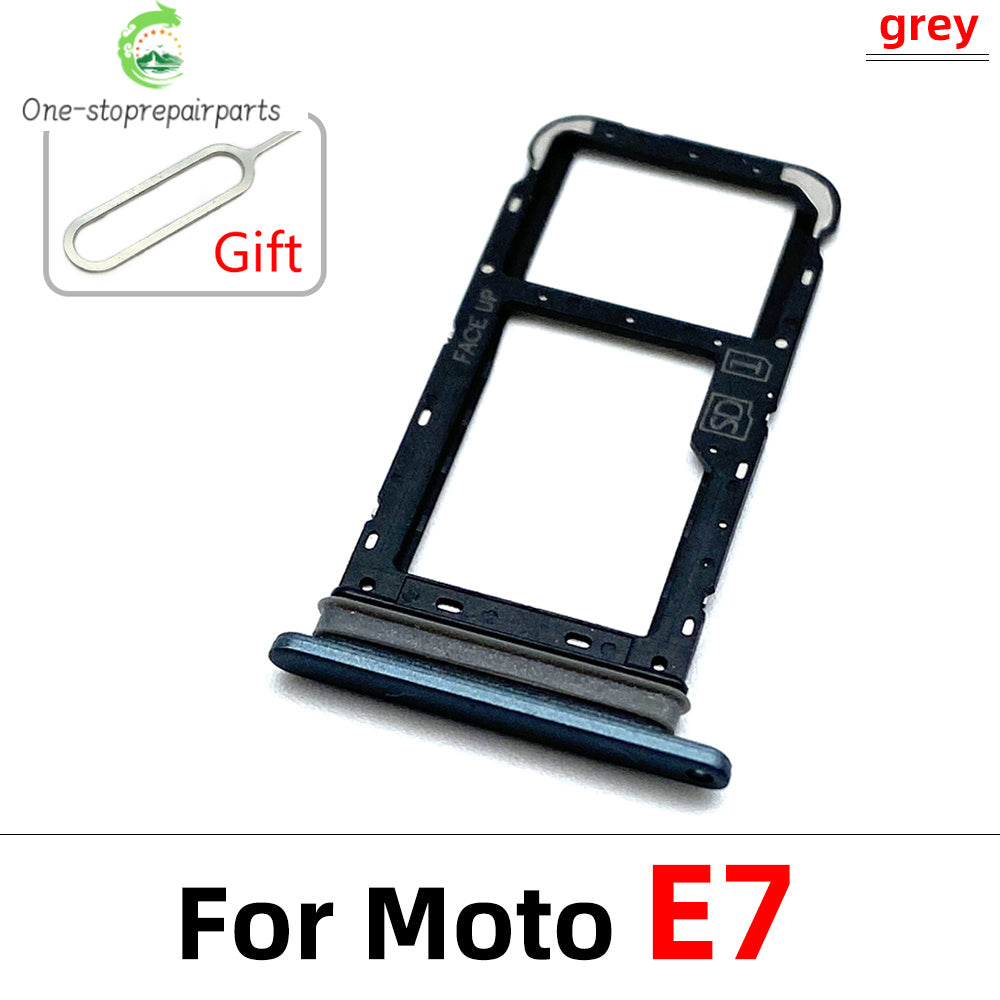 New SiM Tray For Moto E6 Play E6s E7 Plus E7i Power E20 E40 SIM Card Slot SD Card Tray Holder Adapter Motorola phone repair parts