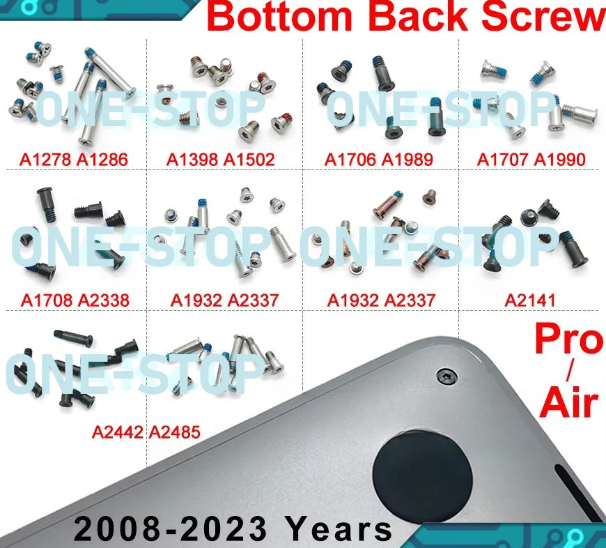 New Computer Case Cover Bottom Back Screws For MacBook Pro Air A1278 A1398 A1466 A1502 A1706 A1707 A1708 A1932 A2141 A2442 A2485 Macbook repair parts