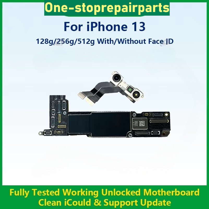 Fully Tested Authentic Motherboard For iPhone 13 128g/256g/512g Unlocked Mainboard With Face ID Cleaned iCloud Fast Shipping iPhone phone repair parts