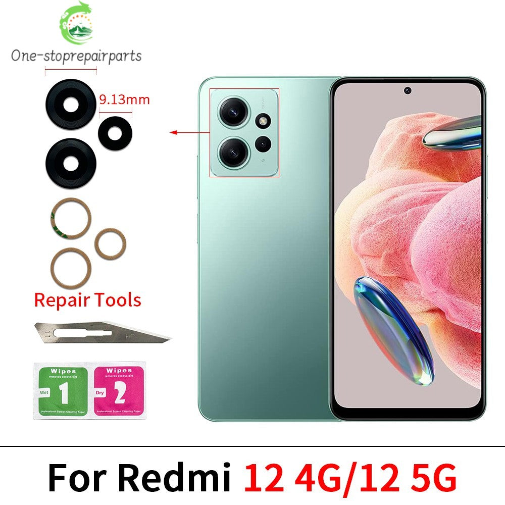 10Pcs, Camera Glass Lens Back Rear Camera Glass Lens with Adhesive For Xiaomi Redmi 12 12C 13 13C 14C 15 15C 4G 5G  Xiaomi  Xiao mi phone repair parts
