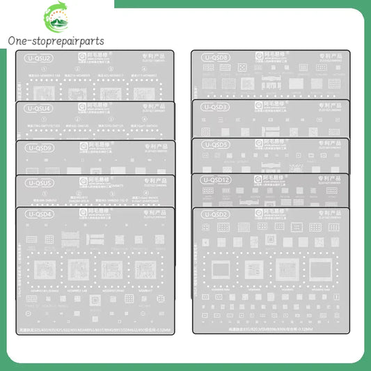Amaoe Universal Reballing Stencil for U-QSD/U-QSU/Comprehensive Net /CPU 0.12mm Qualcomm Universal Multi-Function Steel Mesh Professional Repair Tools