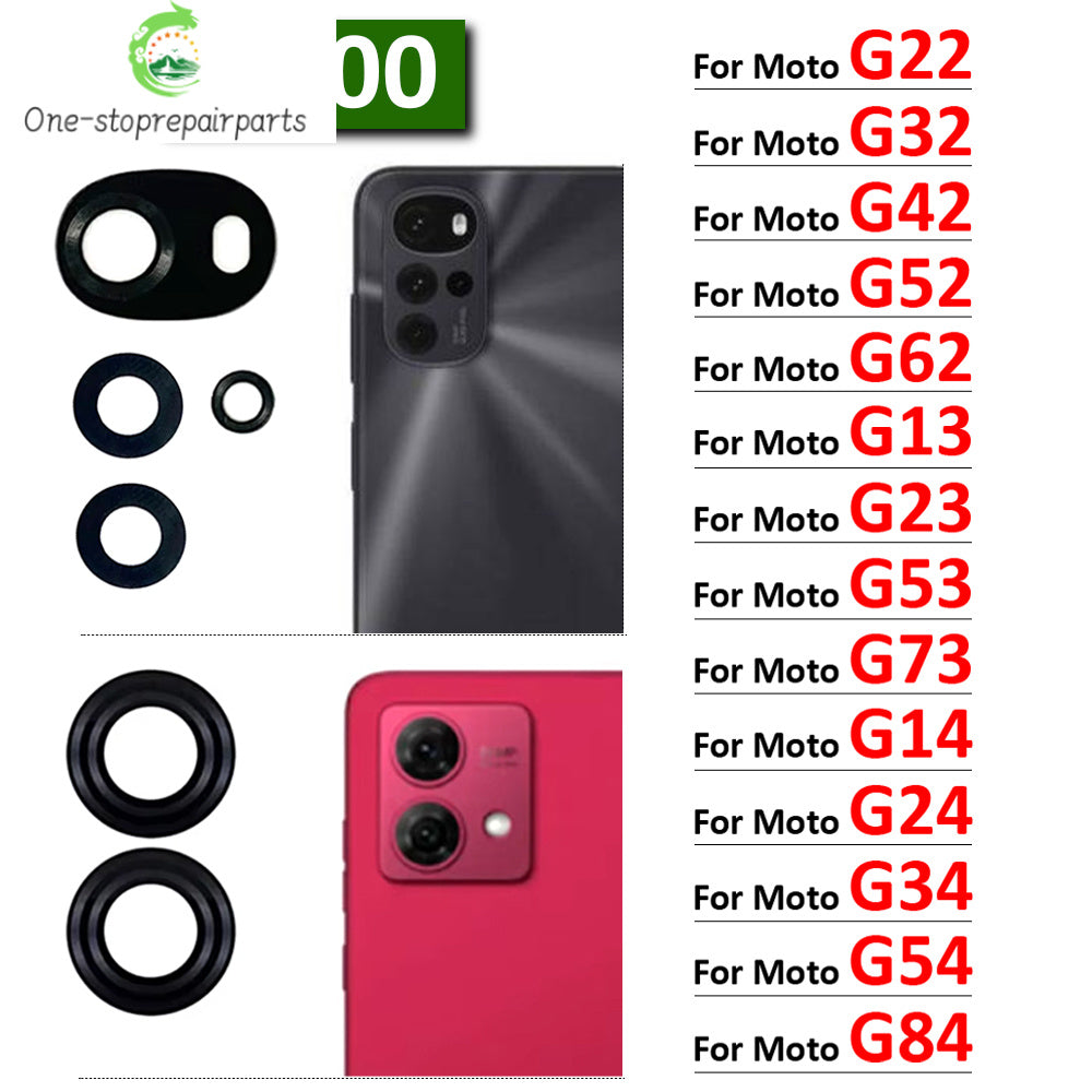 100Pcs, Back Rear Camera Glass Lens With Adhesive For Moto G22 G32 G42 G52 G62 G13 G23 G53 G73 G14 G24 G34 G54 G84 G04 G82 5G Motorola phone repair parts