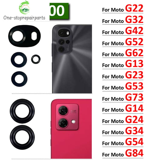 100Pcs, Back Rear Camera Glass Lens With Adhesive For Moto G22 G32 G42 G52 G62 G13 G23 G53 G73 G14 G24 G34 G54 G84 G04 G82 5G Motorola phone repair parts