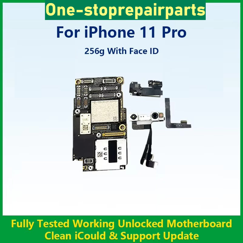 Fully Tested Authentic Motherboard For iPhone 11 Pro Max 64g/256g Unlocked Mainboard With Face ID Cleaned iCloud Fast Shipping iPhone phone repair parts