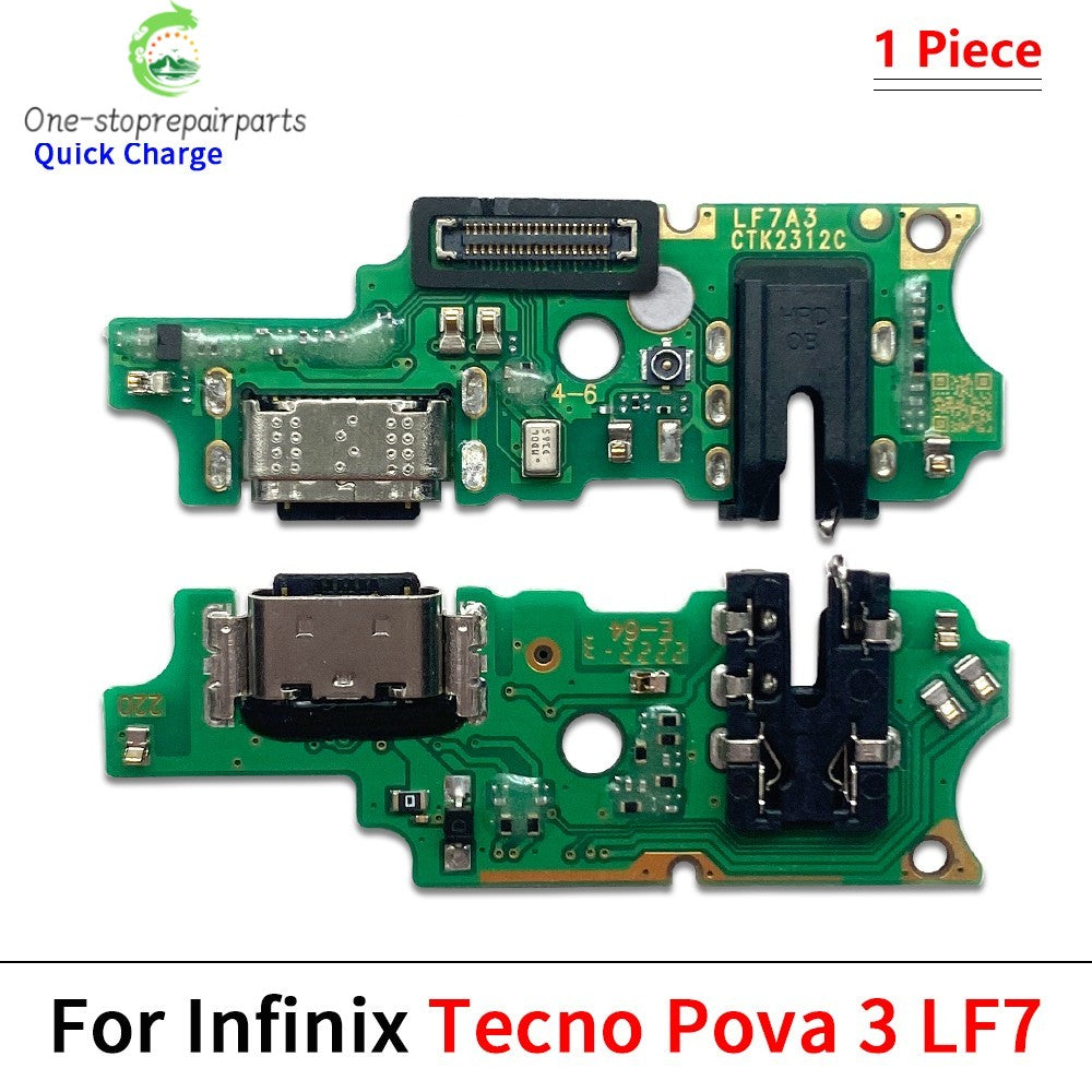 USB Charge Port Dock Connector Charging Board Flex Cable For Tecno Pova 2 3 4 5 6 Pro Neo 2 5G LD7 LE8 Tecno phone repair parts