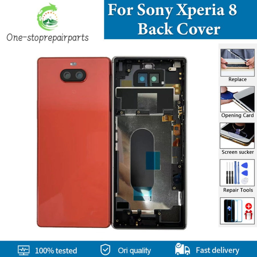Original Back Cover For For Sony Xperia 8 Back Battery Cover Housing Door Rear Case With Camera Lens Replacement Parts Sony phone repair parts