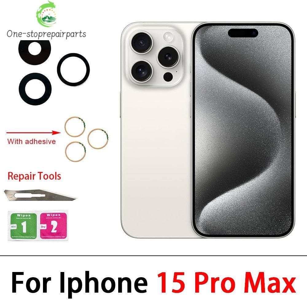 10Pcs, Camera Glass Lens Back Rear Camera Glass Lens For iPhone 11 12 13 14 15 16 17 Pro Max Plus Mini With Sticker Adhesive iPhone phone repair parts