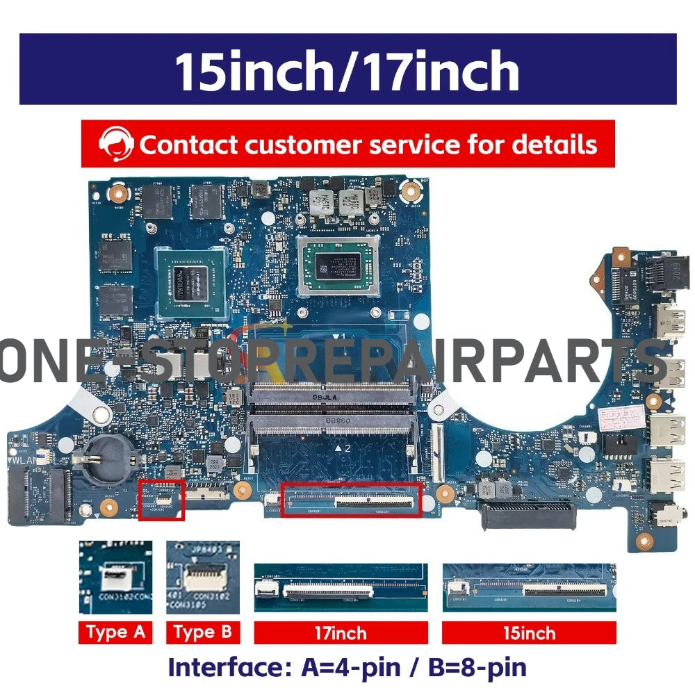 FX505DY Laptop Motherboard For ASUS TUF Gaming FX505D FX505DD FX505DT FX95D FX705D Mainboard W/ R5 R7 CPU Tests OK Fast Ship ASUS laptop repair parts