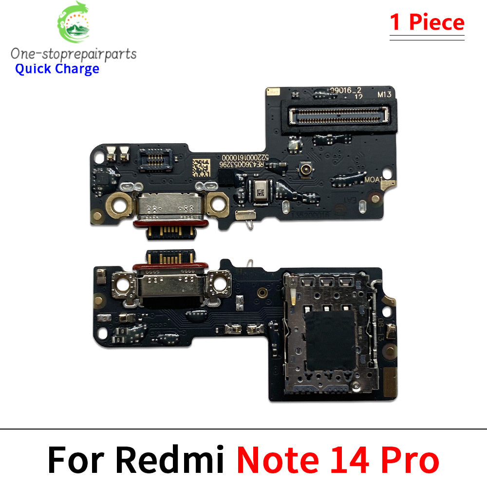 USB Charging Port Board Flex Cable Connector For Xiaomi Redmi Note 14 Pro Plus 4G 5G / Redmi 14C 14R Microphone Module Xiaomi  Xiao mi phone repair parts