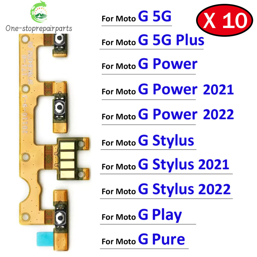 10Pcs, Power Switch On/Off Button Volume Key Button Flex Cable For Motorola Moto G 5G Plus Power Stylus Play Pure 2021 2022 Motorola phone repair parts