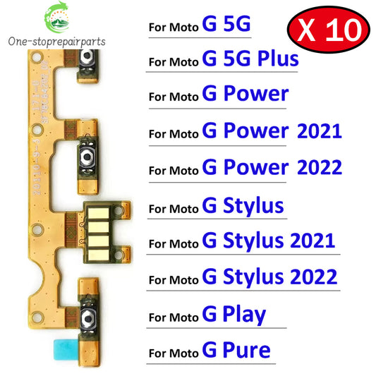 10Pcs, Power Switch On/Off Button Volume Key Button Flex Cable For Motorola Moto G 5G Plus Power Stylus Play Pure 2021 2022 Motorola phone repair parts